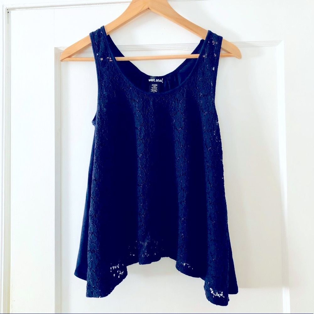 Lace tank (Navy)- Medium